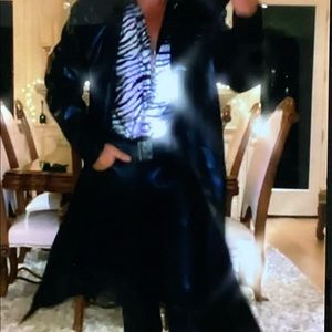 Mens/womens faux leather below the knee coat.